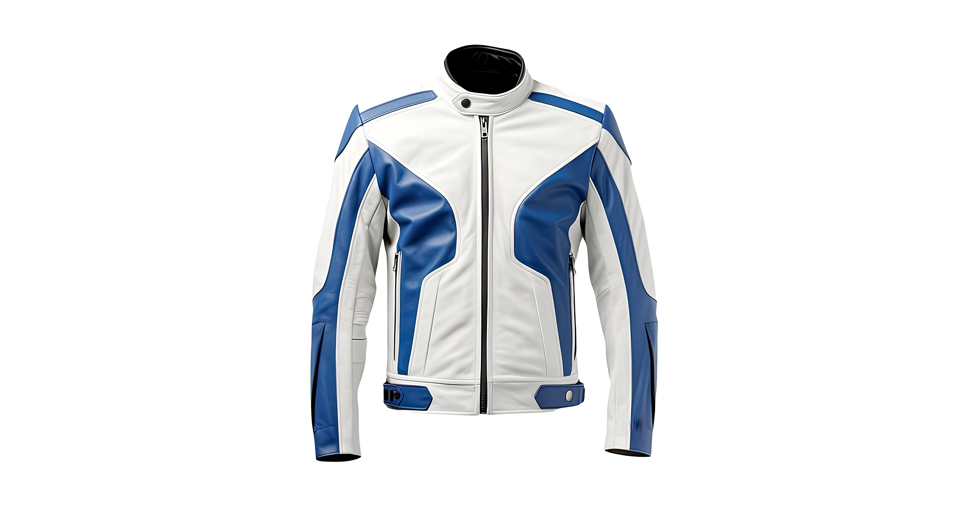 Motorcycle Jacket, Blue and White, Armored, Zip Front (US